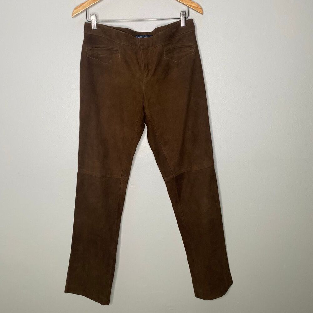 Ralph Lauren Brown Suede Leather  Pants Women's Size 10